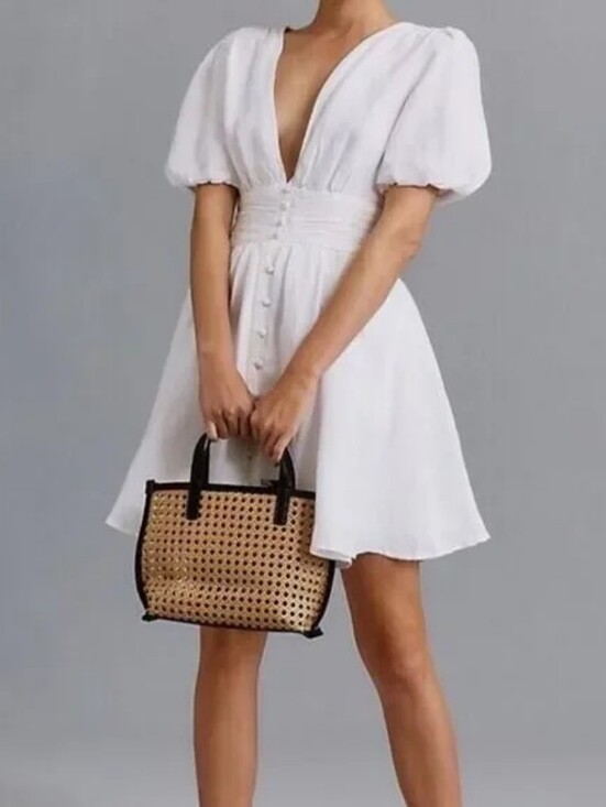 Anthropologie Dresses & Skirts - Anthropologie White Katerina Puff Sleeve Mini Dress